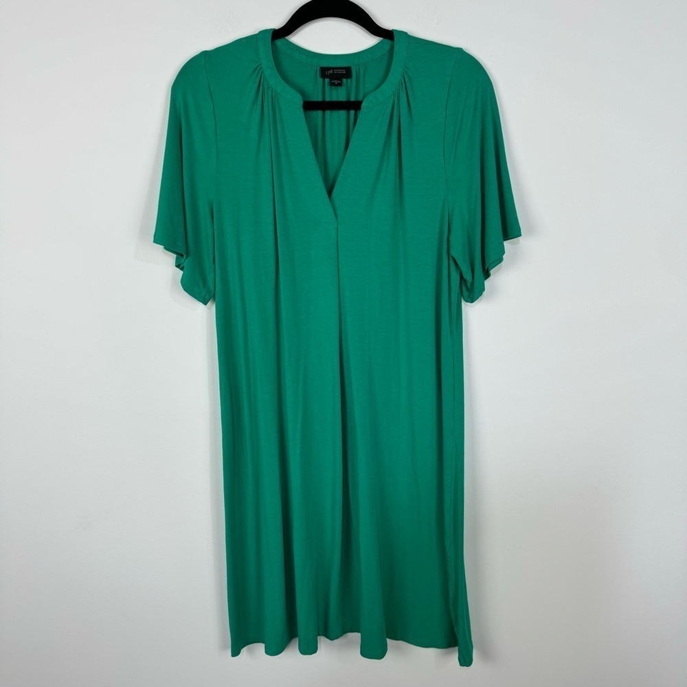 J.Jill Wearever Collection Green Short Sleeve Shift Mini Above Knee Length Dress